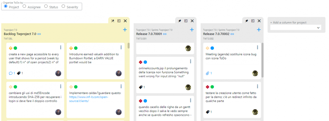 kanban board per progetti