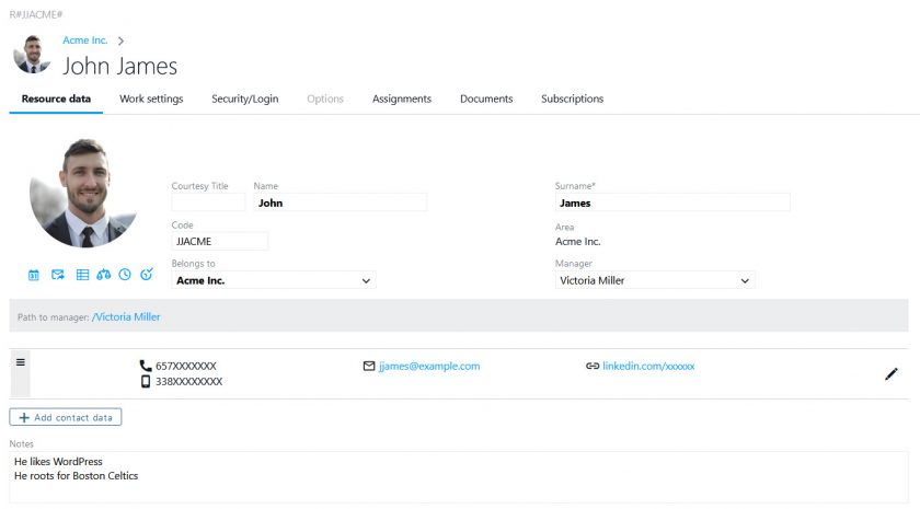 Adding resources in Twproject CRM software
