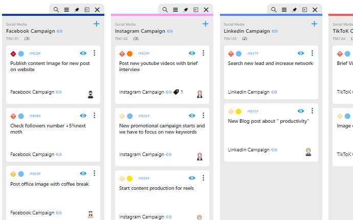 ToDo list sotto forma di Kanban board per team agili con Twproject